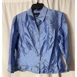 NWT Vintage Ann Taylor Womens 100% Silk Long Sleeve Button Shirt Top Blouse 14